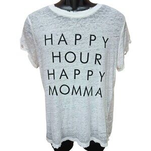 Twine & Stark "Happy Hour Happy Momma" Womens Sheer T-Shirt Large